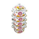 Casa si Gradina - Bucatarie si vesela - Vase pentru gatit - Oale si cratite - Set 5 oale emailate, Longfei Group, 1.8l/3.3l/4l/5.3/6.4, Floral - Infinity.ro