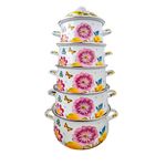 Casa si Gradina - Bucatarie si vesela - Vase pentru gatit - Oale si cratite - Set 5 oale emailate, Longfei Group, 1.8l/3.3l/4l/5.3/6.4, Floral - Infinity.ro