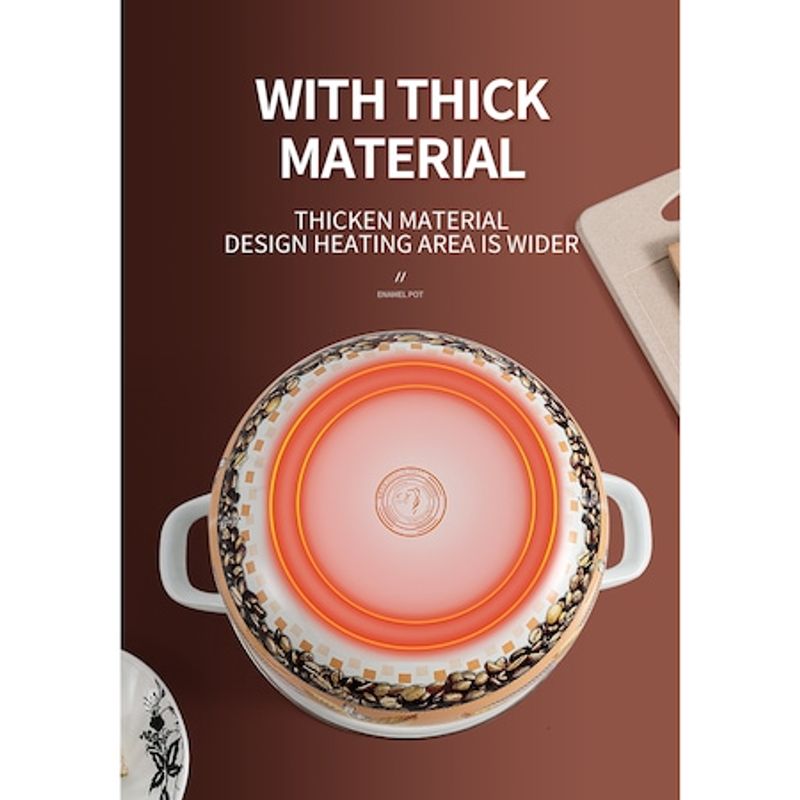 Casa si Gradina - Bucatarie si vesela - Vase pentru gatit - Oale si cratite - Set 5 oale emailate, Longfei Group, 1.8l/3.3l/4l/5.3/6.4, Floral - Infinity.ro