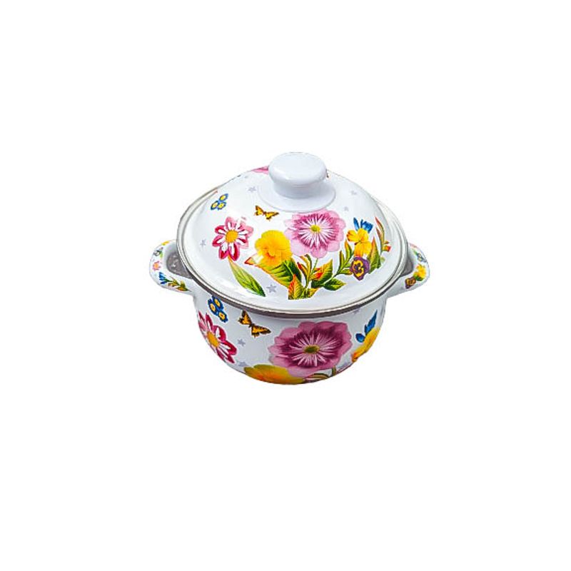 Casa si Gradina - Bucatarie si vesela - Vase pentru gatit - Oale si cratite - Set 5 oale emailate, Longfei Group, 1.8l/3.3l/4l/5.3/6.4, Floral - Infinity.ro