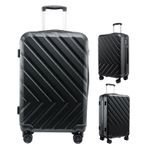 Sport si Outdoor - Articole de voiaj - Trolere - Troler voiaj, 4 roti duble 360 grade, ABS, inchidere cifru, Negru, 42x27x68cm - Infinity.ro