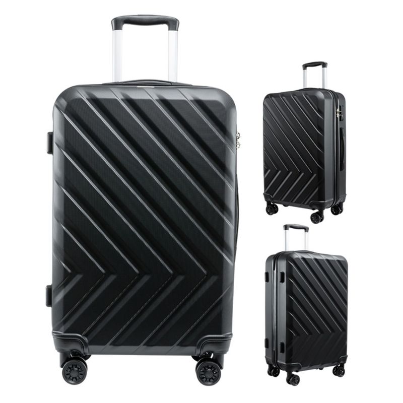Sport si Outdoor - Articole de voiaj - Trolere - Troler voiaj, 4 roti duble 360 grade, ABS, inchidere cifru, Negru, 42x27x68cm - Infinity.ro