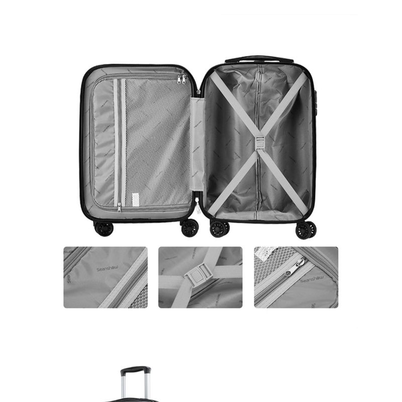 Sport si Outdoor - Articole de voiaj - Trolere - Troler voiaj, 4 roti duble 360 grade, ABS, inchidere cifru, Negru, 42x27x68cm - Infinity.ro