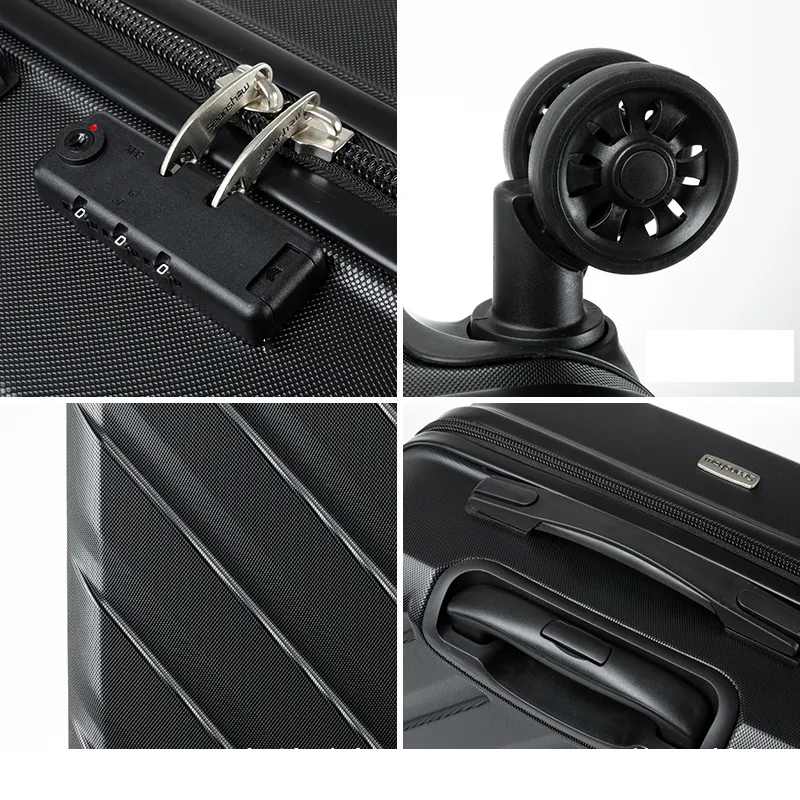 Sport si Outdoor - Articole de voiaj - Trolere - Troler voiaj, 4 roti duble 360 grade, ABS, inchidere cifru, Negru, 42x27x68cm - Infinity.ro