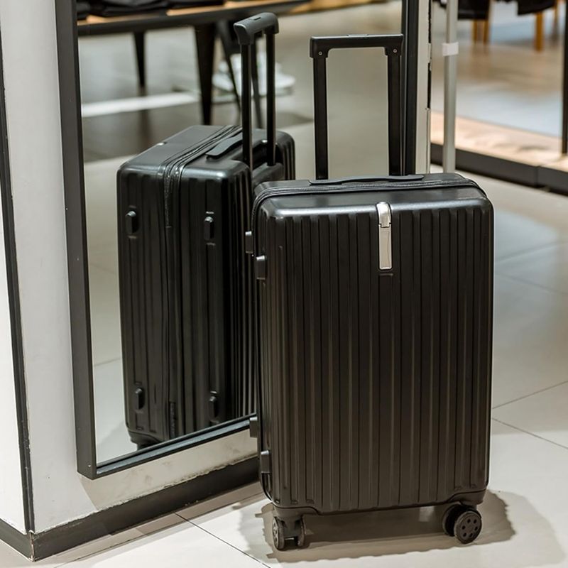 Sport si Outdoor - Articole de voiaj - Trolere - Troler voiaj, 4 roti duble 360 grade, ABS, inchidere cifru, Agatator, Negru, 42x27x68cm - Infinity.ro