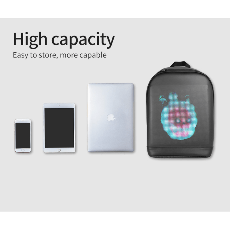 Sport si Outdoor - Articole de voiaj - Rucsacuri - Rucsac Smart cu Display LED, WiFi, Waterproof, Aplicatie Dedicata iOS/Android, Port USB Extern, Negru - Infinity.ro