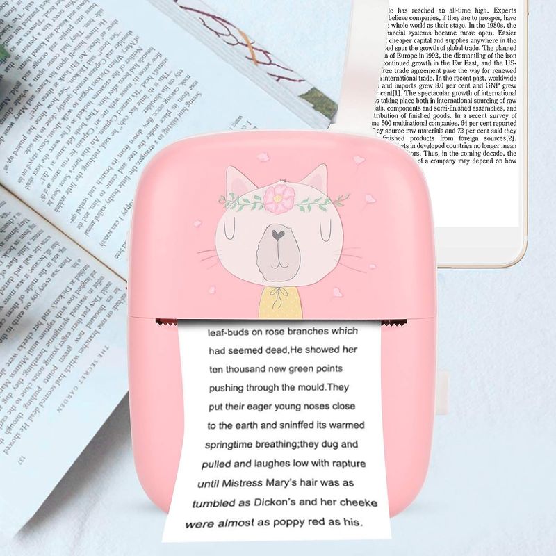 PC, gaming si accesorii - Imprimante, scanere & consumabile - Imprimante - Imprimante termice - Imprimanta termica portabila, 55x30 mm, 1000mAh, roz, Bluetooth, compatibil IOS/ Android - Infinity.ro