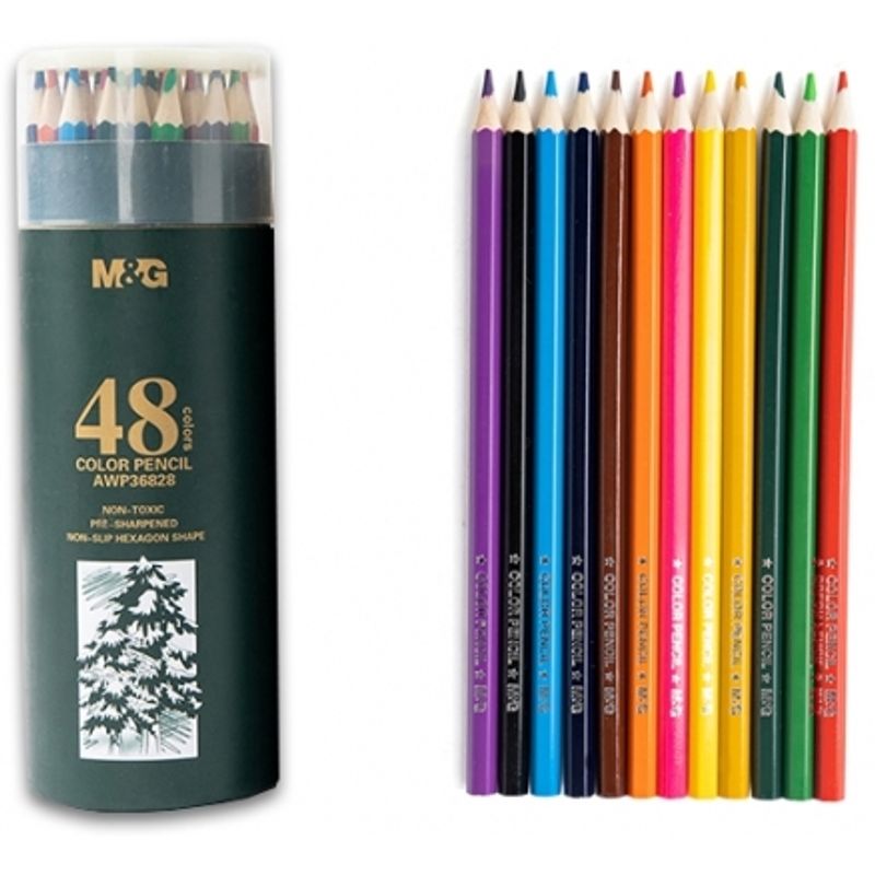 Carti si Birotica - Birotica - Instrumente de scris - Creioane - Creioane colorate hexagonale ulei pastel cutie cilindrica din carton premium 48 culori/set M&G - Infinity.ro