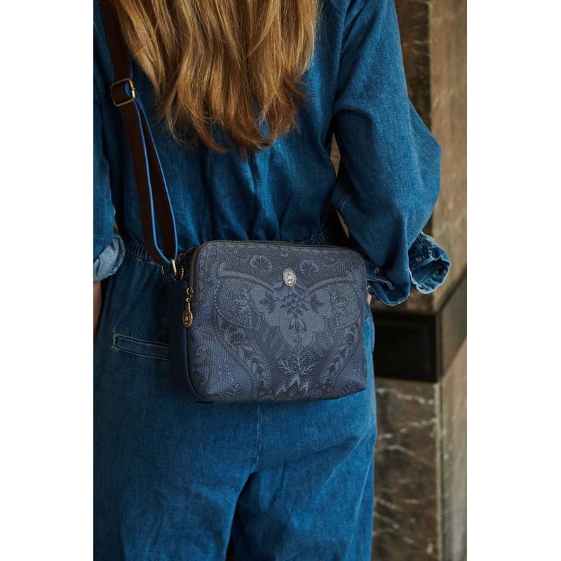 Fashion, accesorii si bijuterii - Femei - Accesorii femei - Genti si rucsacuri femei - Geanta tip postas Medium Kyoto Festival Denim Blue 23.5x18x7.5cm - Infinity.ro