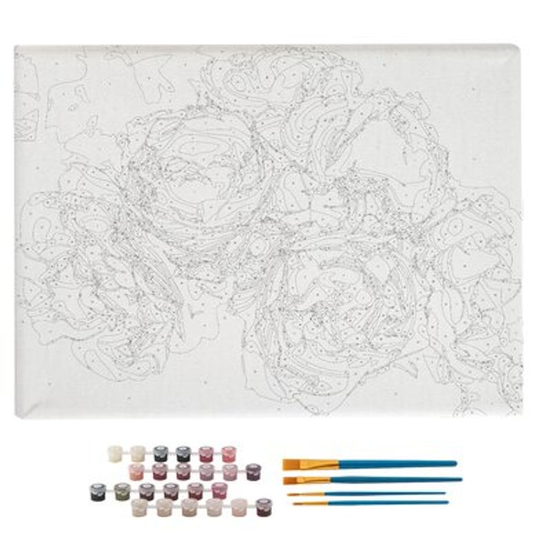 Jucarii, Copii si Bebe - Jucarii si jocuri - Jucarii & jocuri educative - Seturi pictura si desen - Pictura pe numere Flori, 40x50cm, 24 culori, 4 pensule - Infinity.ro