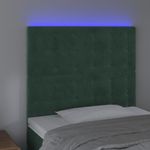 Casa si Gradina - Mobilier - Paturi si accesorii - Accesorii paturi - Tablie de pat cu LED, verde inchis, 100x5x118/128 cm, catifea - Infinity.ro