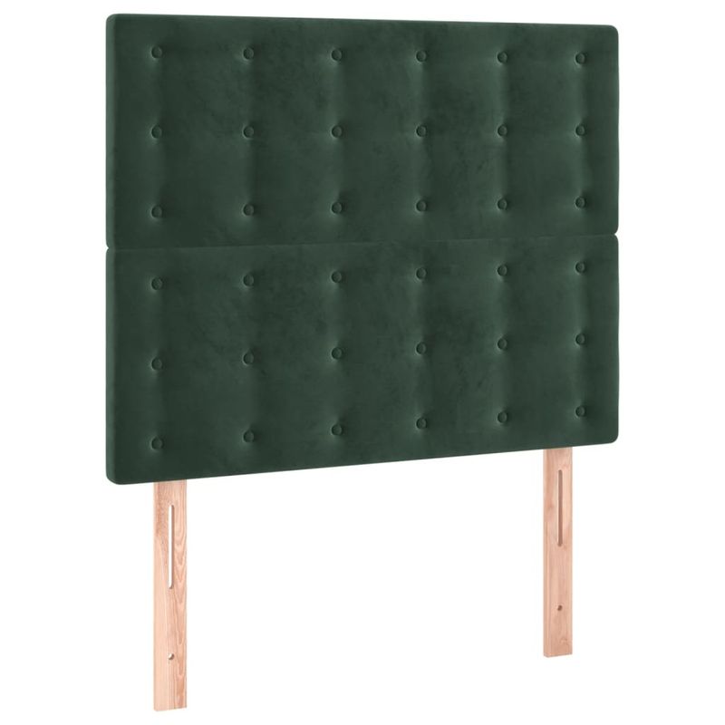 Casa si Gradina - Mobilier - Paturi si accesorii - Accesorii paturi - Tablie de pat cu LED, verde inchis, 100x5x118/128 cm, catifea - Infinity.ro
