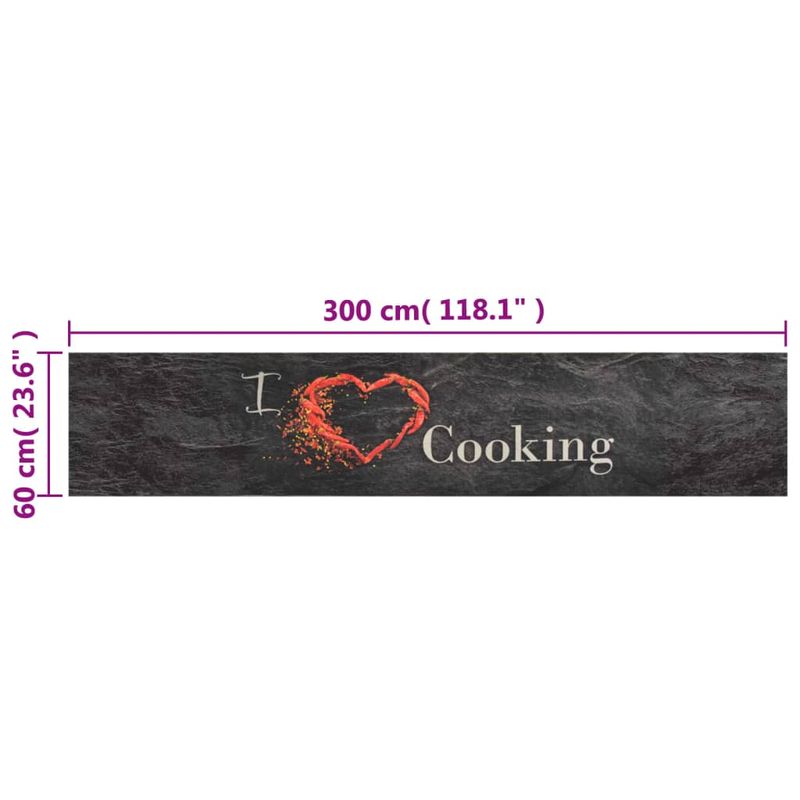 Casa si Gradina - Textile si covoare - Covoare - Covoare casa - Covor de bucatarie lavabil Cooking, negru, 60x300 cm, catifea - Infinity.ro
