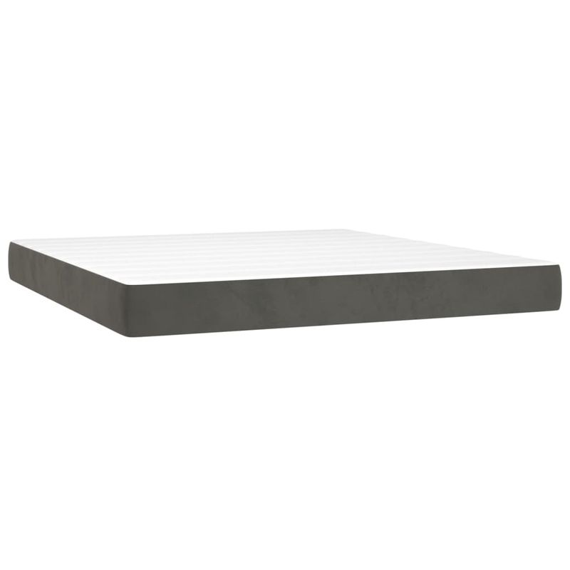 Casa si Gradina - Mobilier - Paturi si accesorii - Paturi - Pat cu arcuri, saltea si LED, gri inchis, 180x200 cm, catifea - Infinity.ro
