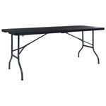 Casa si Gradina - Gradina si terasa - Mobilier exterior - Mese gradina - Masa gradina pliabila, negru, 180x75x72 cm, HDPE imitatie ratan - Infinity.ro
