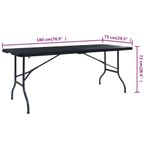 Casa si Gradina - Gradina si terasa - Mobilier exterior - Mese gradina - Masa gradina pliabila, negru, 180x75x72 cm, HDPE imitatie ratan - Infinity.ro