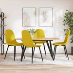 Casa si Gradina - Mobilier - Scaune si fotolii - Scaune - Scaune de bucatarie, 4 buc., galben mustar, catifea - Infinity.ro