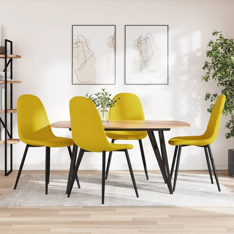 Casa si Gradina - Mobilier - Scaune si fotolii - Scaune - Scaune de bucatarie, 4 buc., galben mustar, catifea - Infinity.ro