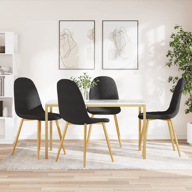 Casa si Gradina - Mobilier - Scaune si fotolii - Scaune - Scaune de bucatarie, 4 buc., negru, catifea - Infinity.ro
