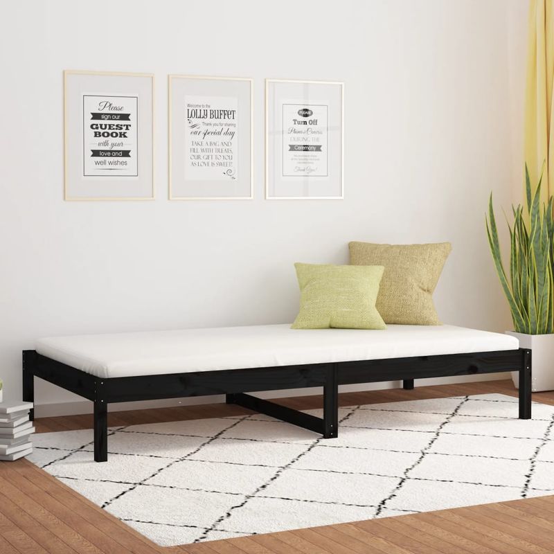 Casa si Gradina - Mobilier - Paturi si accesorii - Paturi - Pat de zi, negru, 80x200 cm, lemn masiv de pin - Infinity.ro