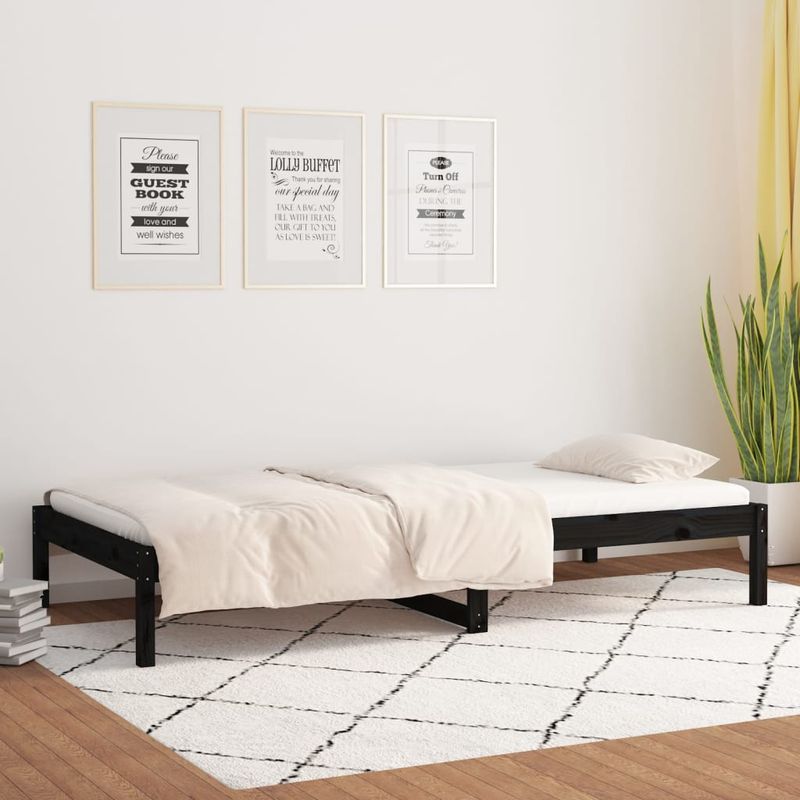 Casa si Gradina - Mobilier - Paturi si accesorii - Paturi - Pat de zi, negru, 80x200 cm, lemn masiv de pin - Infinity.ro
