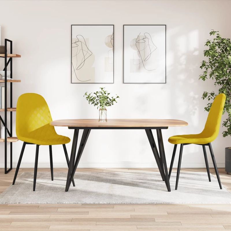 Casa si Gradina - Mobilier - Scaune si fotolii - Scaune - Scaune de bucatarie, 2 buc., galben mustar, catifea - Infinity.ro