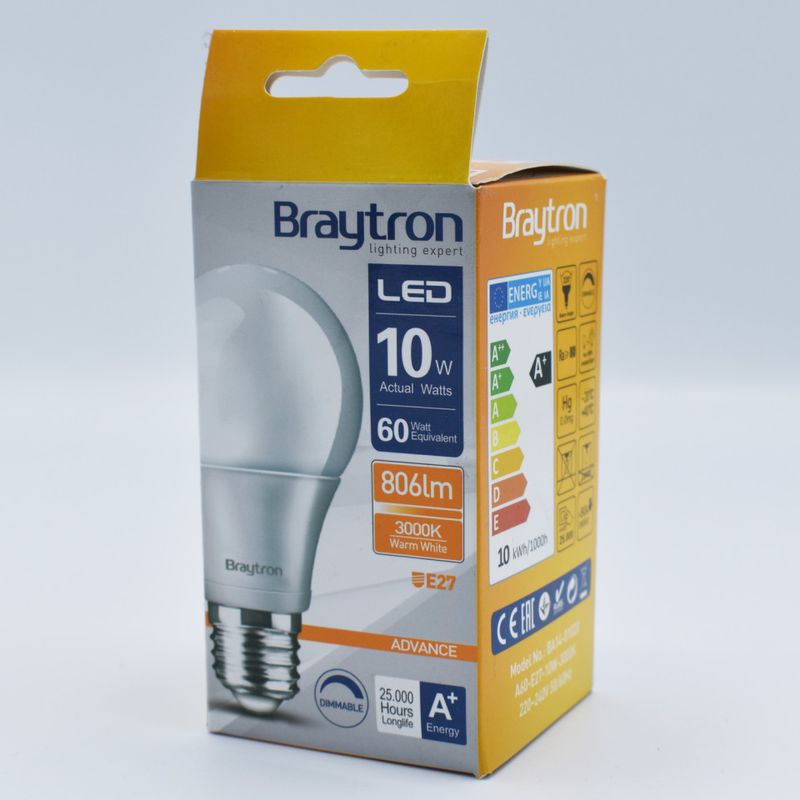 Bec led 10W (60W), E27, A60, 806 lm, dimabil, lumina calda (3000K ...