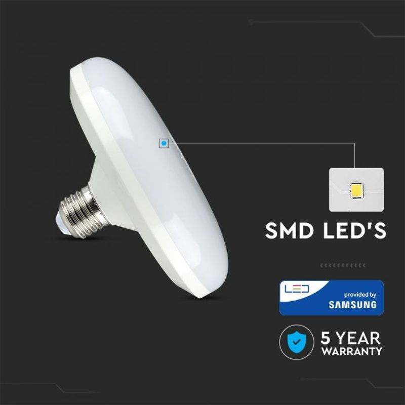 Casa si Gradina - Corpuri si surse de iluminat - Becuri si tuburi neon - Becuri - Bec UFO LED, Cip Samsung, E27, 36W(170W), 2900lm, lumina rece 6400K, alb, V-TAC - Infinity.ro