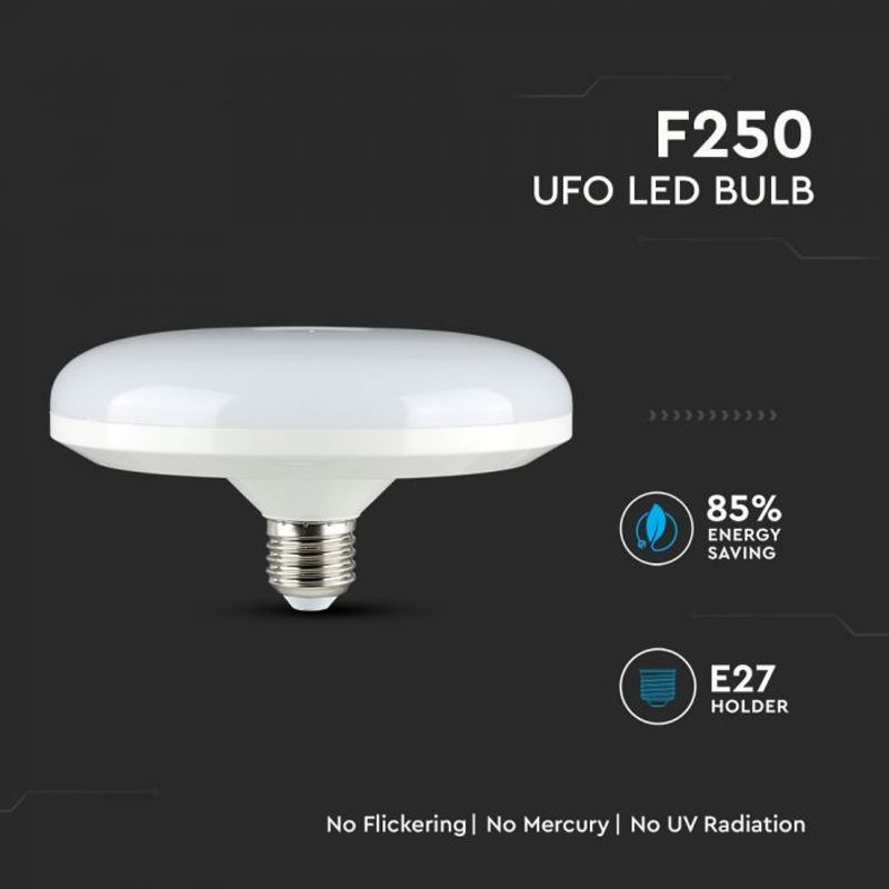 Casa si Gradina - Corpuri si surse de iluminat - Becuri si tuburi neon - Becuri - Bec UFO LED, Cip Samsung, E27, 36W(170W), 2900lm, lumina rece 6400K, alb, V-TAC - Infinity.ro