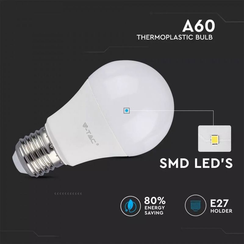 Casa si Gradina - Corpuri si surse de iluminat - Becuri si tuburi neon - Becuri - Bec led E27 11W(75W), lumina calda(3000K), 1055 lm, V-TAC - Infinity.ro