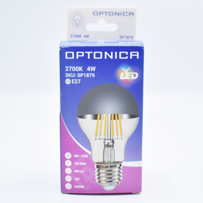 Casa si Gradina - Corpuri si surse de iluminat - Becuri si tuburi neon - Becuri - Bec LED Vintage 4W (27W), E27, A60, 400 lm, lumina calda (2700K), argintiu, Optonica - Infinity.ro