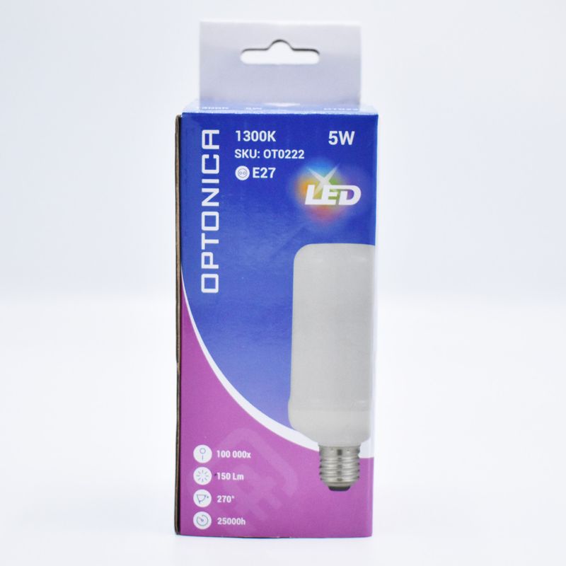 Casa si Gradina - Corpuri si surse de iluminat - Becuri si tuburi neon - Becuri - Bec LED efect flacara 5W (10W), E27, 150 lm, lumina calda (1300K), opal, Optonica - Infinity.ro