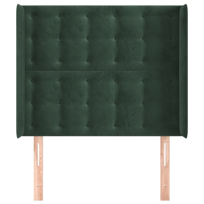 Casa si Gradina - Mobilier - Paturi si accesorii - Accesorii paturi - Tablie pat cu aripioare verde inchis 103x16x118/128 cm catifea - Infinity.ro