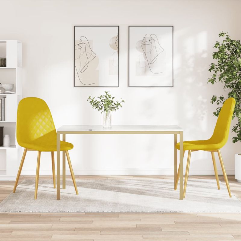 Casa si Gradina - Mobilier - Scaune si fotolii - Scaune - Scaune de bucatarie, 2 buc., galben mustar, catifea - Infinity.ro
