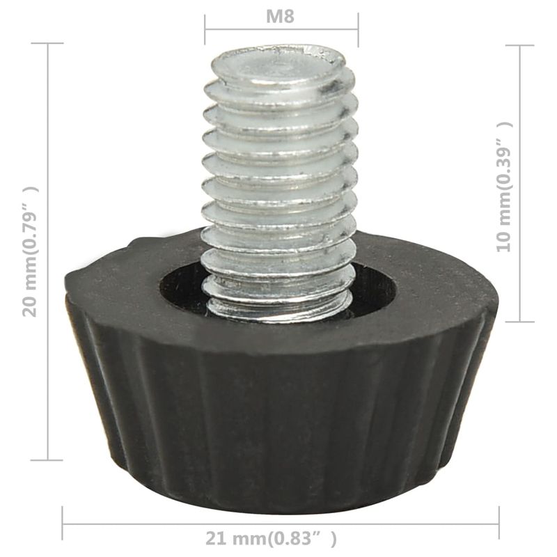 Casa si Gradina - Mobilier - Feronerie si accesorii mobila - Picioare de mobilier reglabile M8, 18 buc., negru - Infinity.ro