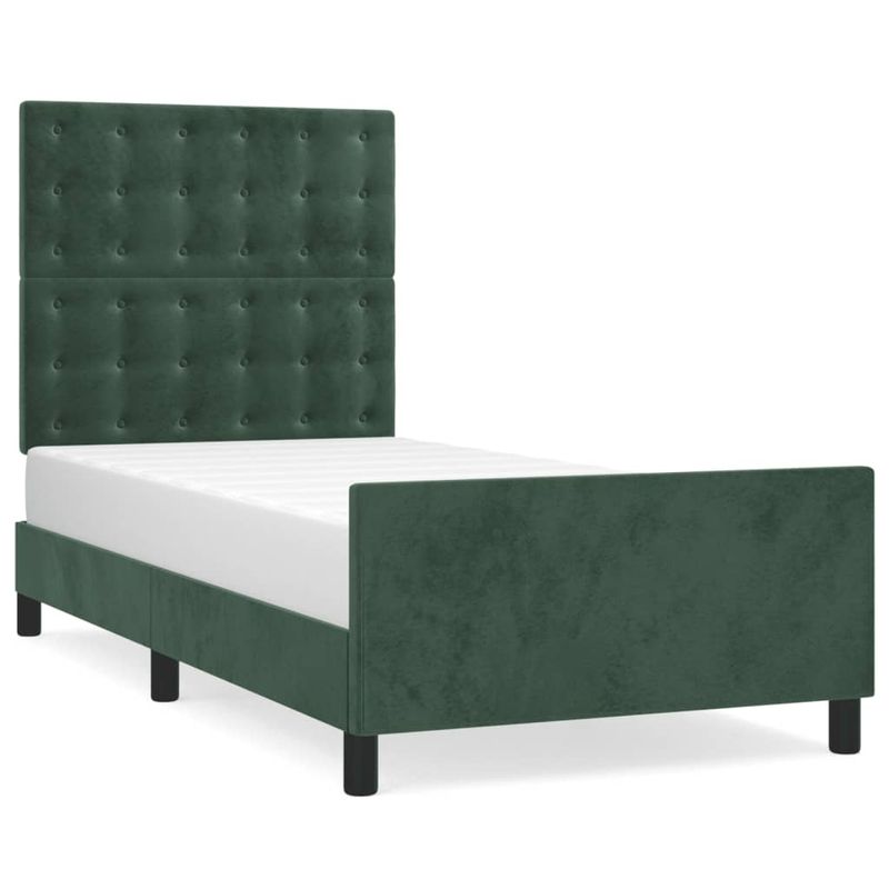 Casa si Gradina - Mobilier - Paturi si accesorii - Paturi - Cadru de pat cu tablie, verde inchis, 100x200 cm, catifea - Infinity.ro