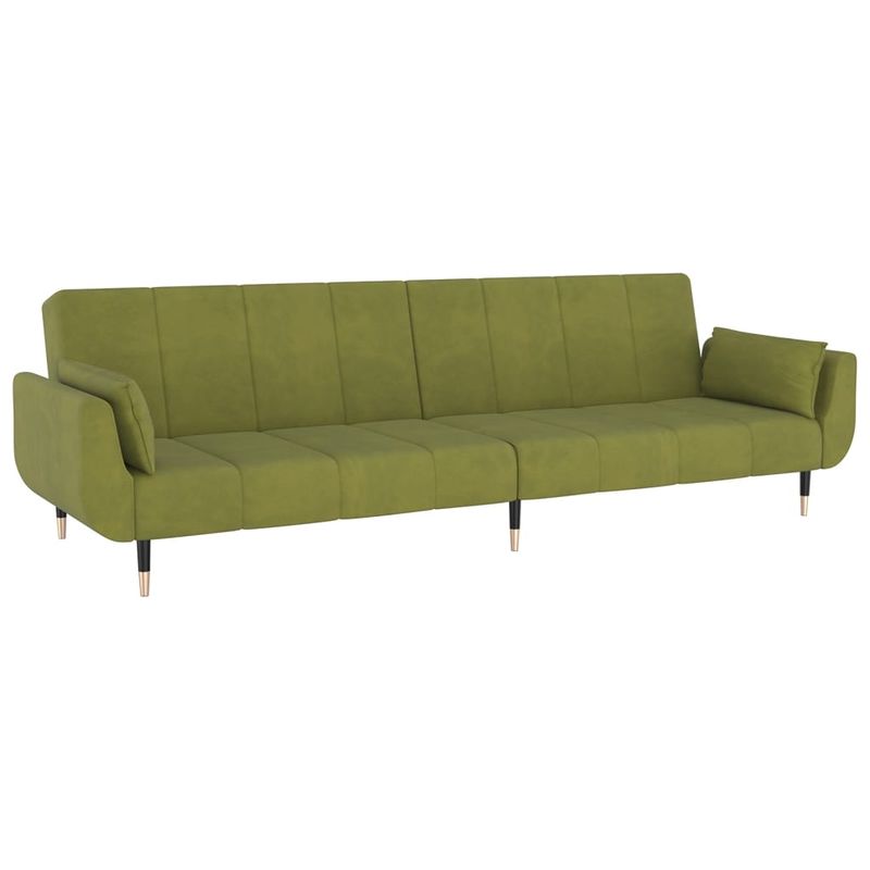 Casa si Gradina - Mobilier - Canapele si coltare - Canapele - Canapea extensibila cu 2 locuri 2 perne verde deschis catifea - Infinity.ro