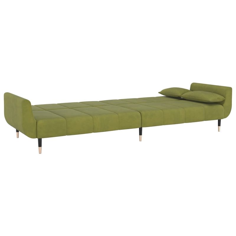Casa si Gradina - Mobilier - Canapele si coltare - Canapele - Canapea extensibila cu 2 locuri 2 perne verde deschis catifea - Infinity.ro
