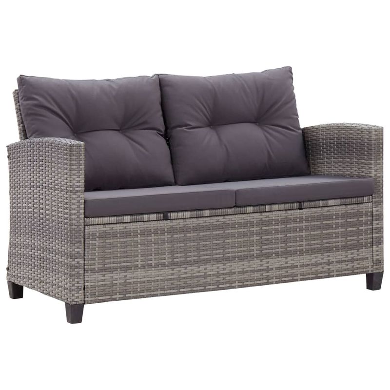 Casa si Gradina - Gradina si terasa - Mobilier exterior - Seturi mobila gradina - Set mobilier de gradina cu perne, 3 piese, gri, poliratan - Infinity.ro
