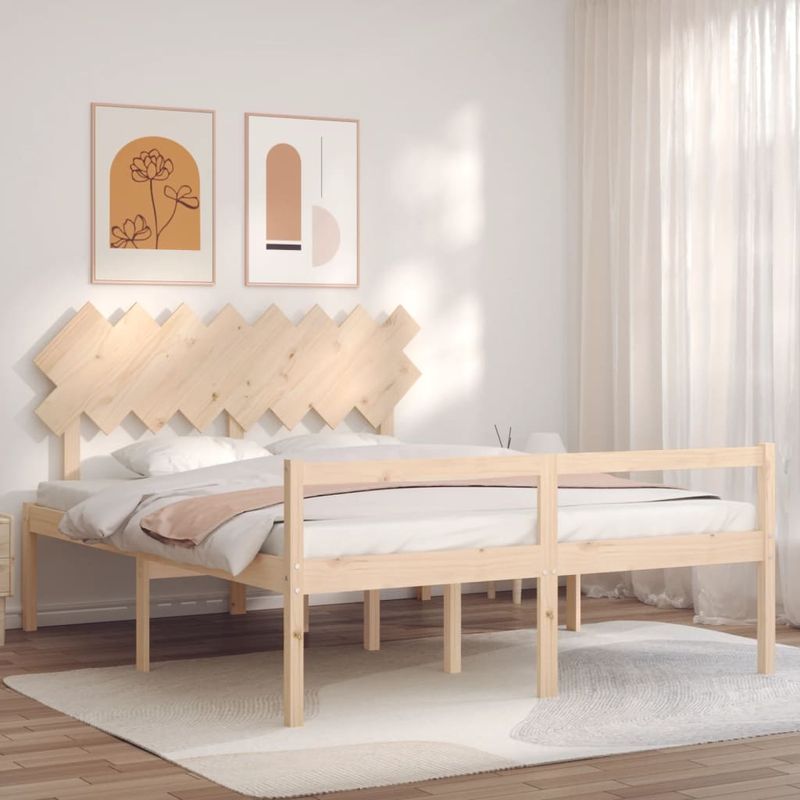 Casa si Gradina - Mobilier - Paturi si accesorii - Paturi - Cadru de pat senior cu tablie single mic, 160x200 cm, lemn masiv - Infinity.ro