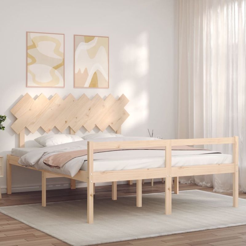 Casa si Gradina - Mobilier - Paturi si accesorii - Paturi - Cadru de pat senior cu tablie single mic, 160x200 cm, lemn masiv - Infinity.ro