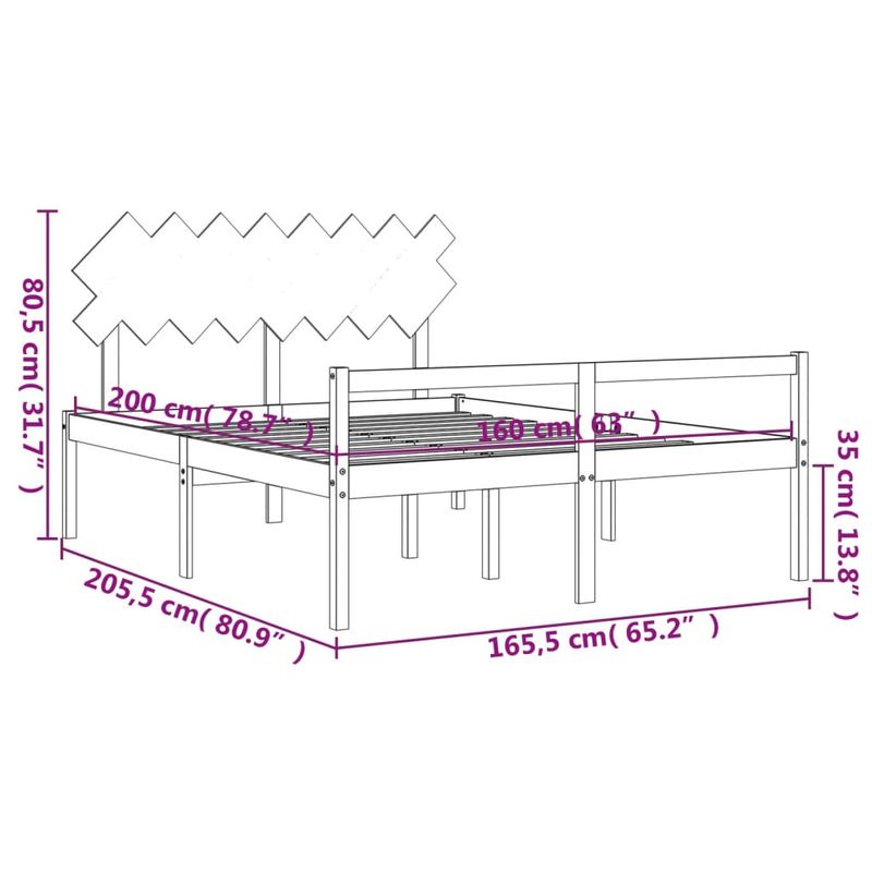 Casa si Gradina - Mobilier - Paturi si accesorii - Paturi - Cadru de pat senior cu tablie single mic, 160x200 cm, lemn masiv - Infinity.ro