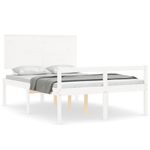Casa si Gradina - Mobilier - Paturi si accesorii - Paturi - Cadru de pat senior cu tablie single mic, 140x200 cm, alb, lemn masiv - Infinity.ro
