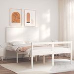 Casa si Gradina - Mobilier - Paturi si accesorii - Paturi - Cadru de pat senior cu tablie single mic, 140x200 cm, alb, lemn masiv - Infinity.ro