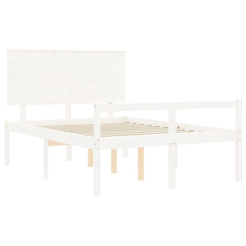 Casa si Gradina - Mobilier - Paturi si accesorii - Paturi - Cadru de pat senior cu tablie single mic, 140x200 cm, alb, lemn masiv - Infinity.ro