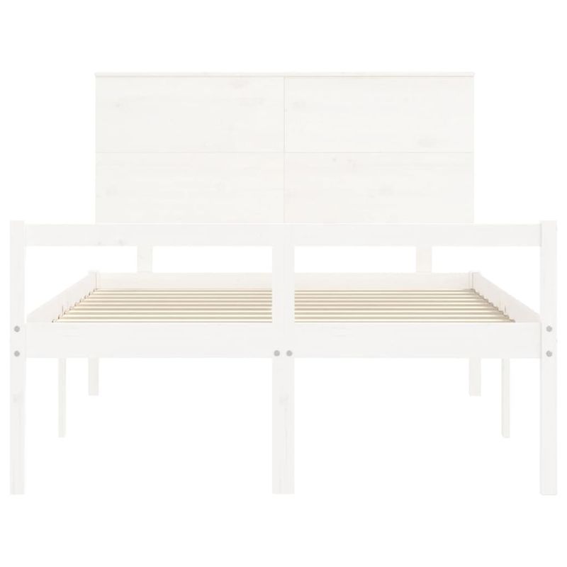 Casa si Gradina - Mobilier - Paturi si accesorii - Paturi - Cadru de pat senior cu tablie single mic, 140x200 cm, alb, lemn masiv - Infinity.ro