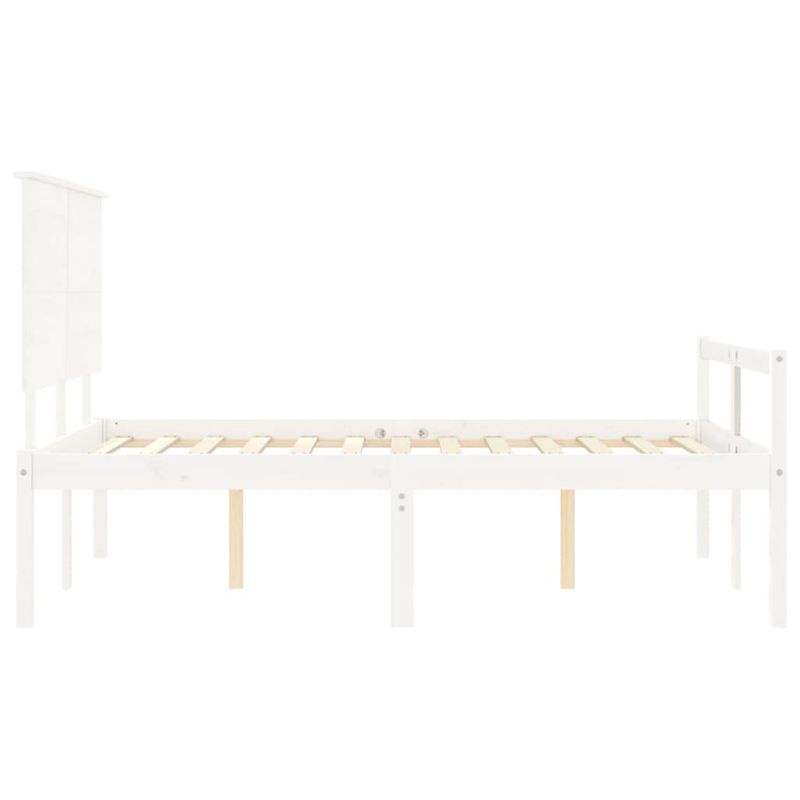 Casa si Gradina - Mobilier - Paturi si accesorii - Paturi - Cadru de pat senior cu tablie single mic, 140x200 cm, alb, lemn masiv - Infinity.ro