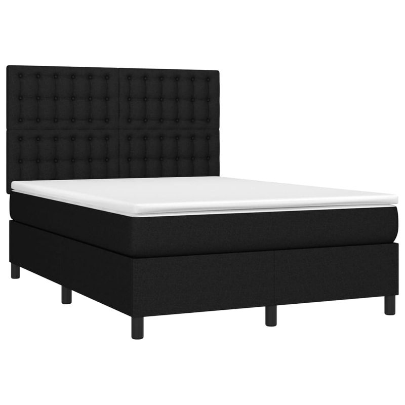 Casa si Gradina - Mobilier - Paturi si accesorii - Paturi - Pat box spring cu saltea, negru, 140x200 cm, textil - Infinity.ro