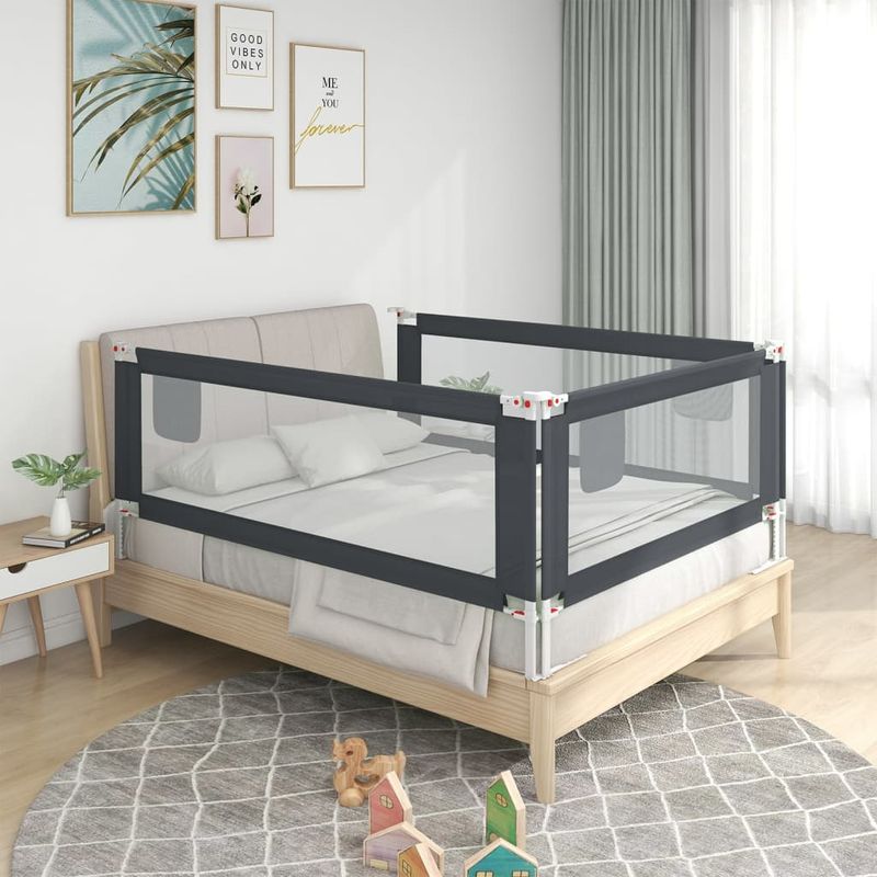 Casa si Gradina - Mobilier - Mobilier copii - Tarcuri copii - Balustrada de protectie pat copii, gri inchis, 200x25 cm textil - Infinity.ro
