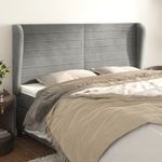 Casa si Gradina - Mobilier - Paturi si accesorii - Accesorii paturi - Tablie de pat cu aripioare gri deschis 203x23x118/128cm catifea - Infinity.ro